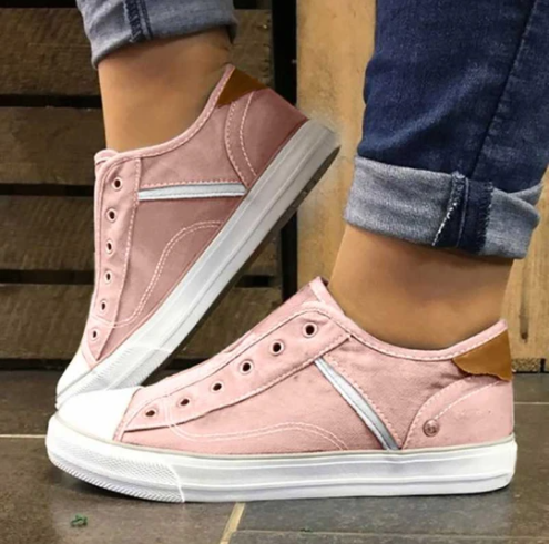Zapatos Canvas Planos sin Cordones con Costura Reforzada