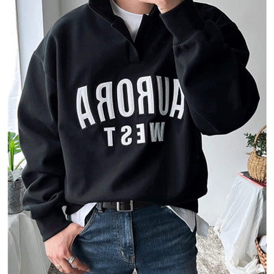Sudadera con Cuello Solapa Hombre Estilo Coreano Fit Relajado Primavera - Image 5