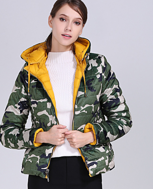 Abrigo Acolchado de Algodón Doble Camuflaje para Mujer - Image 9