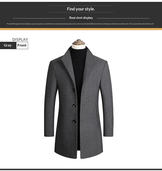 Abrigo de Lana para Hombre Cuello Alto Clásico - Image 17