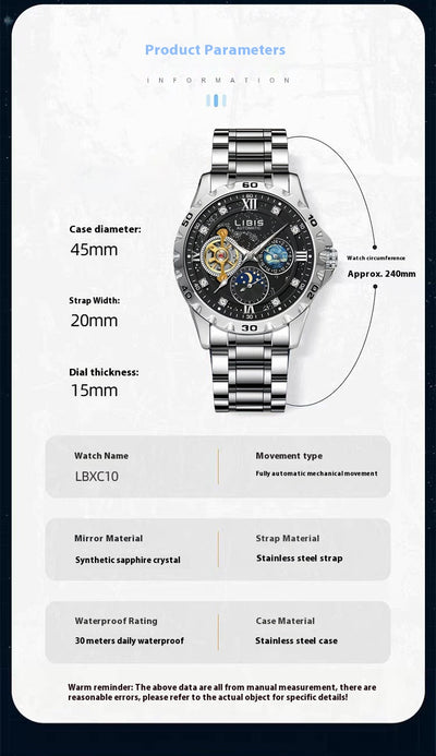 Reloj Automático Mecánico Impermeable con Esfera Luminiscente Estrellada - Image 12