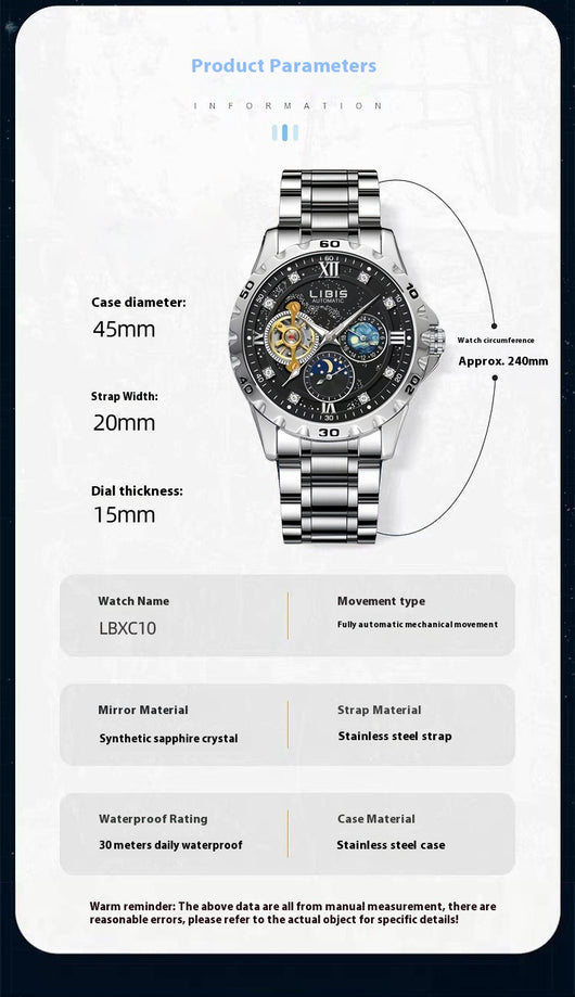 Reloj Automático Mecánico Impermeable con Esfera Luminiscente Estrellada - Image 12