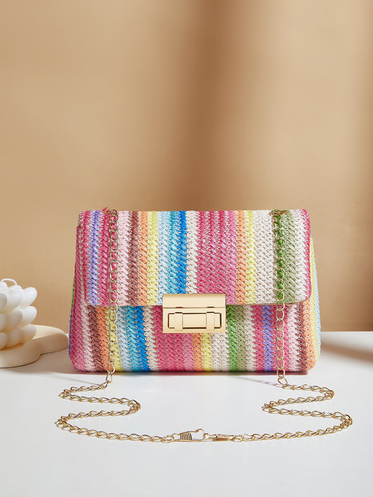 Bolsa de Hombro Tejida con Cierre de Candado para Mujer - Image 6