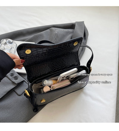 Bolso de Hombro Mujer Cuero PU Patrón Piedra con Hebilla Metálica - Image 22