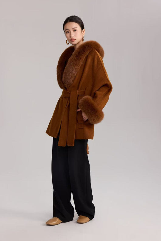 Abrigo de Lana Reversible con Pelo de Zorro Real - Elegancia Otoño Invierno - Image 14