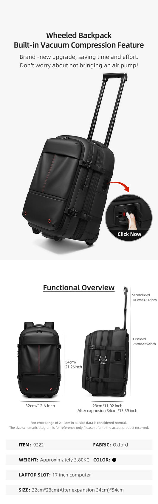 Mochila Trolley Expandible de Gran Capacidad para Viajes de Negocios - Image 32