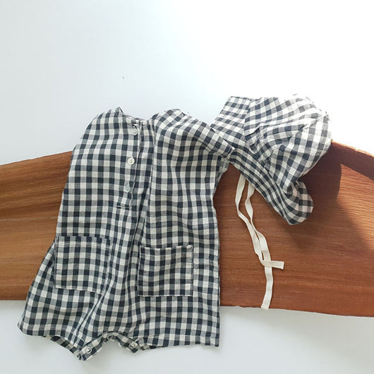 Conjunto de Verano para Bebé con Diseño Escocés - Romper y Gorro Coordinado - Image 6