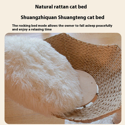 Árbol Rascador para Gatos con Nido de Madera Natural y Ratán - Image 3