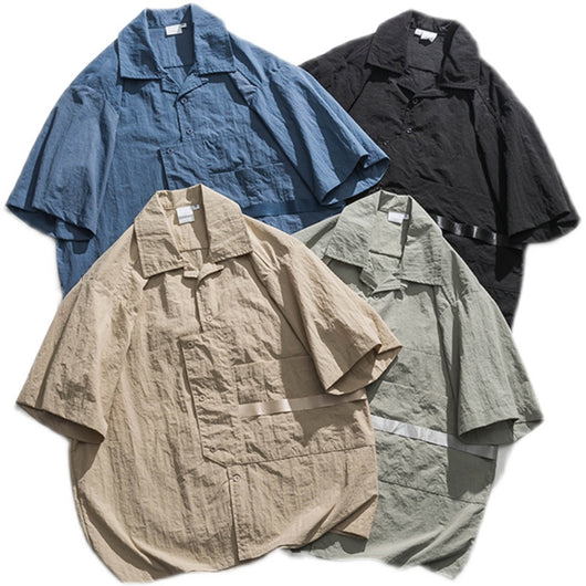 Camisa Vintage Azul Estilo Cubano con Bolsillos Grandes - Perfecta para Verano - Image 3