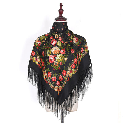 Pashmina Étnica con Flores Bordadas y Borlas - Image 3