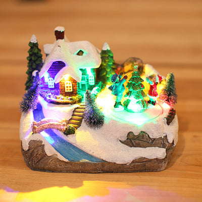 Casita Navideña Luminosa con Lámpara LED de Resina Multicolor