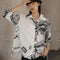 Blusa Occidental de Chifón Manga Larga con Contraste de Colores para Mujer