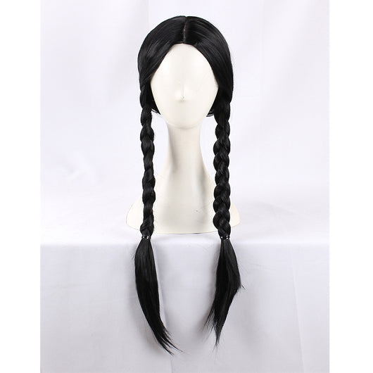 Peluca Trenza Retorcida con Raya Central Negra para Halloween - Image 7