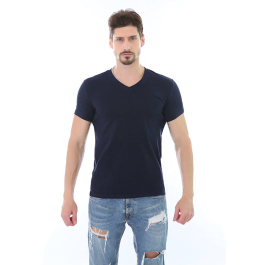 Playera Casual de Cuello V Hombre - Colores Sólidos - Image 6