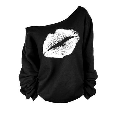 Blusa Hombro Descubierto con Estampado de Labios Rojos Voluminosos - Image 10