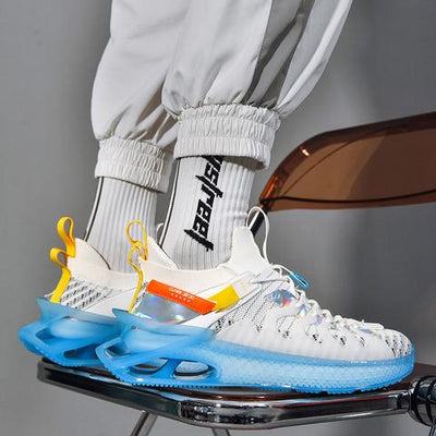 Zapatos Deportivos Tejido Volador Blanco - Tenis Casuales Modernos Talla Grande Hombre - Image 3