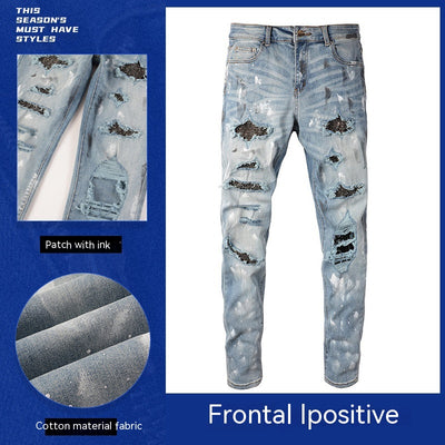 Jeans Retro Stretch con Parches de Diamante - Image 8