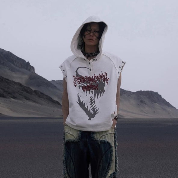Sudadera sin Mangas con Capucha y Diseño Pentagrama