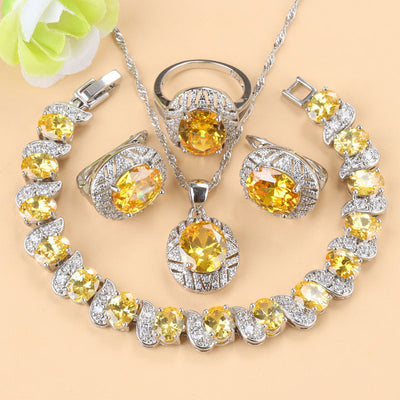 Conjunto de Joyas con Piedras Preciosas: Collar, Aretes y Anillo de Cuatro Piezas - Image 5