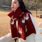 Bufanda Roja de Lana Tejida para Invierno - Diseño Navideño Mujer