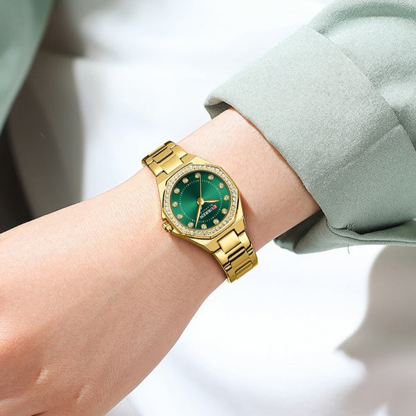 Reloj Elegante Impermeable con Cristales Decorativos