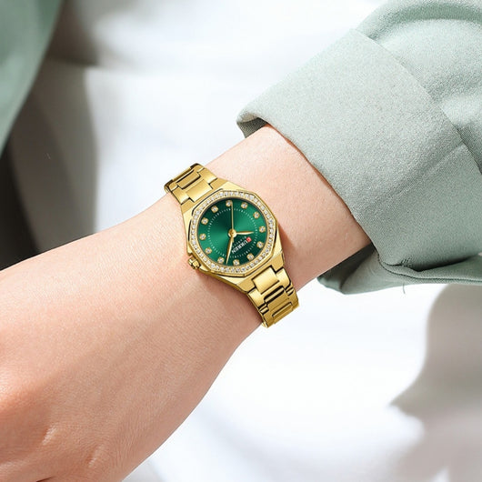 Reloj Elegante Impermeable con Cristales Decorativos