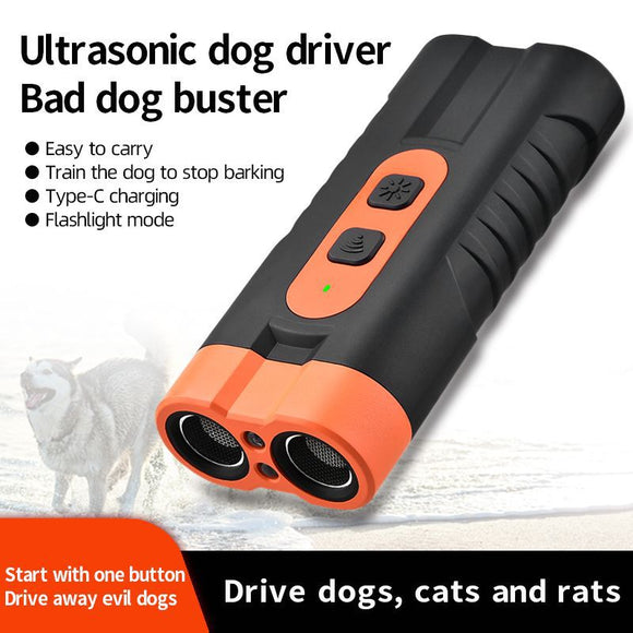 Ahuyentador Ultrasónico Dual para Perros con Linterna LED