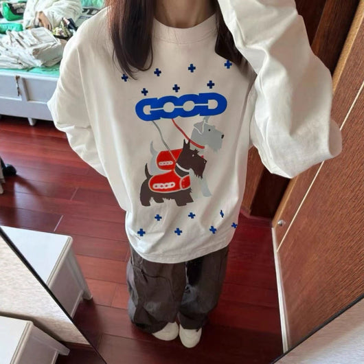 Blusa Retro de Manga Larga para Tallas Grandes