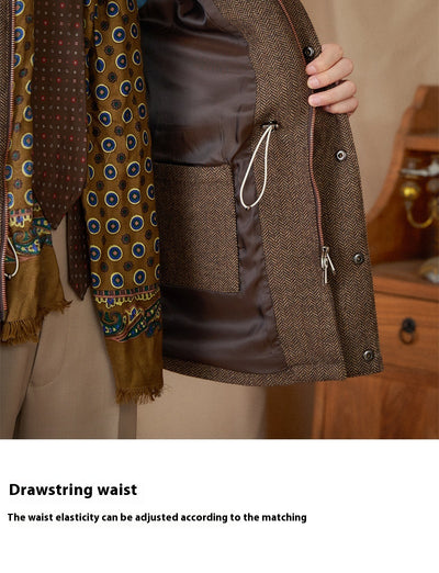 Chaqueta Safari de Lana con Cuello a Juego - Abrigo Retro Cálido - Image 9