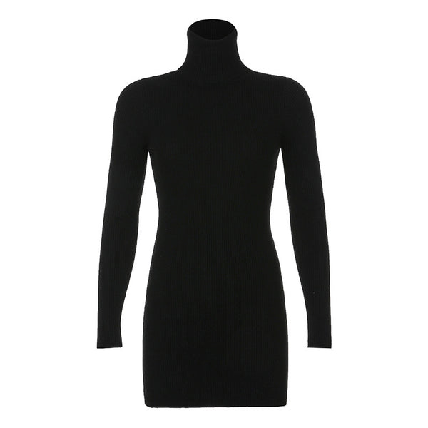 Vestido Largo de Cuello Alto y Manga Larga para Mujer
