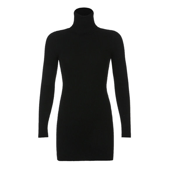 Vestido Largo de Cuello Alto y Manga Larga para Mujer