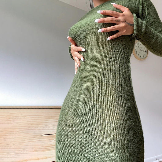 Vestido Elegante Ajustado de Manga Larga para Mujer - Image 10