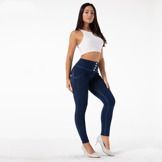 Jeans Levantacaderas con Cuatro Botones para Fitness Mujer - Image 5