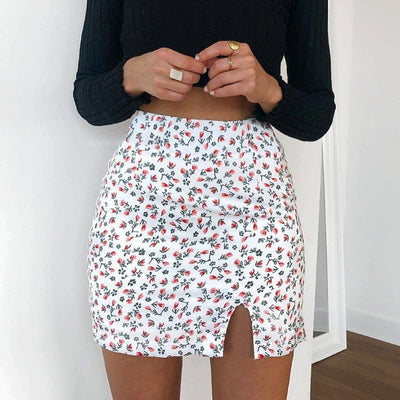 Falda Asimétrica Floral de Cintura Alta - Corte A Elegante - Image 6