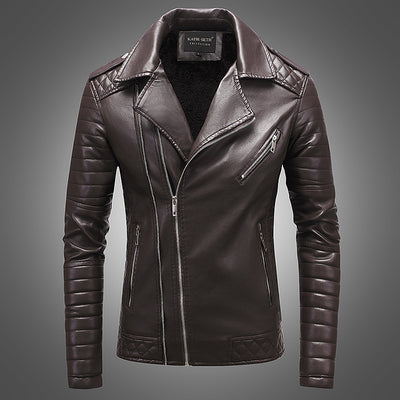 Chaqueta de Cuero para Hombre con Solapa Térmica de Forro Polar - Image 11