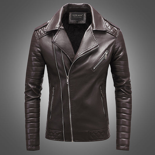 Chaqueta de Cuero para Hombre con Solapa Térmica de Forro Polar - Image 11