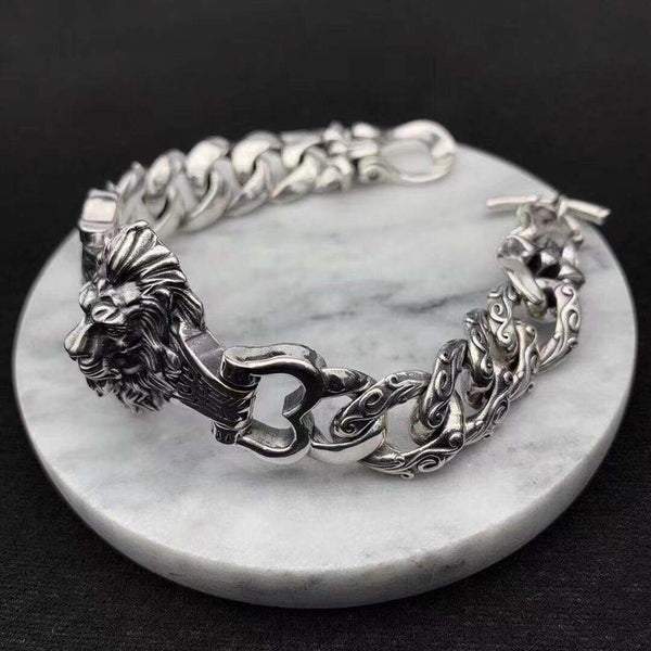 Pulsera de Plata Tailandesa para Hombre con Patrón Agresivo