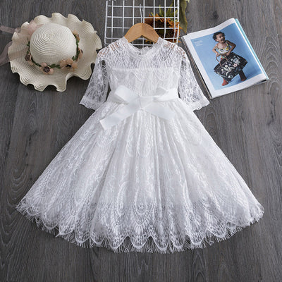 Vestido Infantil Tutú de Malla Bordado con Falda Tul - Image 5
