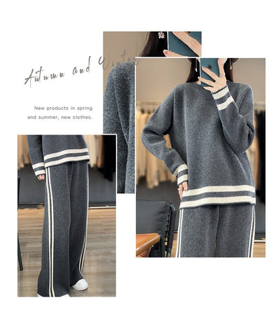 Conjunto de Pantalón Ancho y Suéter Tejido en Lana - Estilo Casual Relajado - Image 25