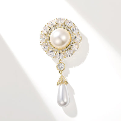 Broche de Circonita Estilo Palacio con Perlas de Agua Dulce - Accesorio de Temperamento - Image 5