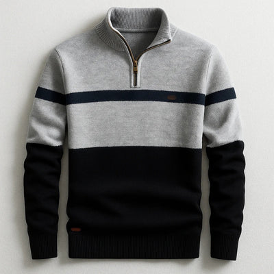 Suéter Pullover Ejecutivo con Cuello Alto y Cierre de Media Cremallera - Image 7