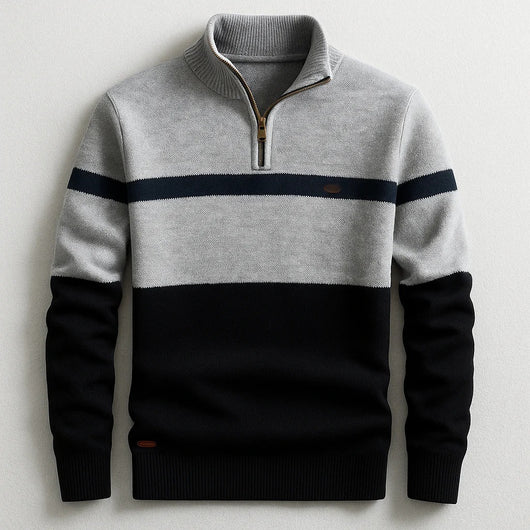 Suéter Pullover Ejecutivo con Cuello Alto y Cierre de Media Cremallera - Image 7