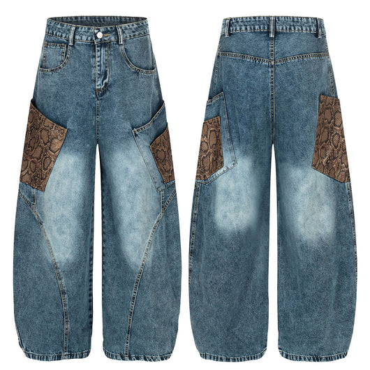 Pantalones Vaqueros Retro Anchos Lavado Desgastado para Hombre - Image 3