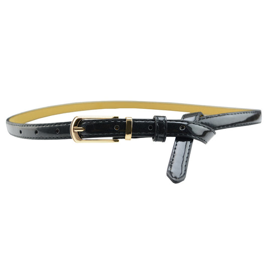 Cinturón de Cuero Charol para Mujer con Hebilla de Color Caramelo - Image 11