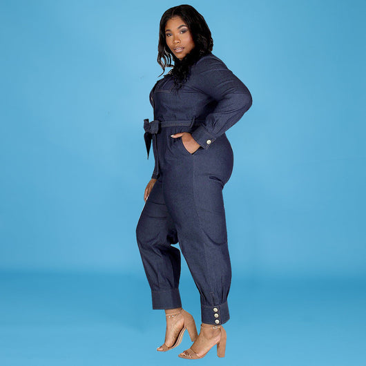 Jumpsuit de Mezclilla Talla Grande para Mujer - Comodidad y Estilo Otoñal - Image 15