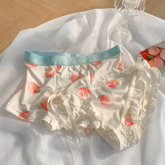 Conjunto de Ropa Interior para Parejas Sabor Durazno - Algodón Seda Fría Verano - Image 10