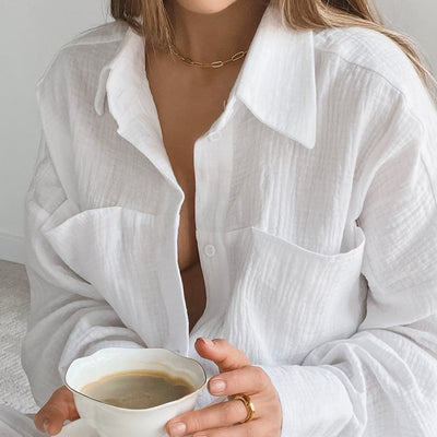 Pijama Largo de Doble Gasa para Mujer - Camisa y Pantalón - Image 20
