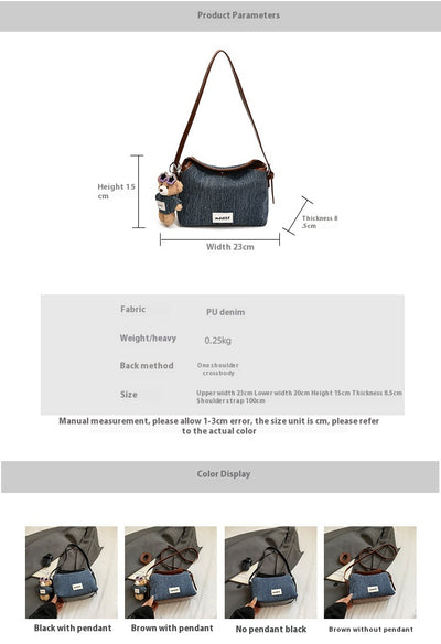 Bolsa Retro de Mezclilla para Commuter - Crossbody Casual Versátil - Image 19