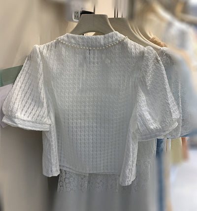 Conjunto de Falda Alta y Blusa de Perlas para Verano - Image 14