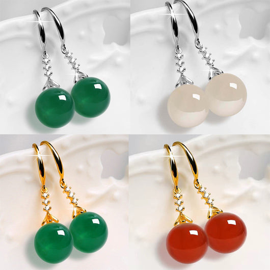Aretes de Plata Elegantes con Ágata Verde Calcedonia para Mujer - Image 2